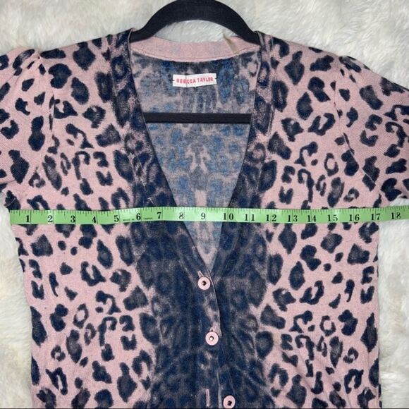 Sz Large Rebecca a Taylor Cheetah pink cardigan - Picture 13 of 13